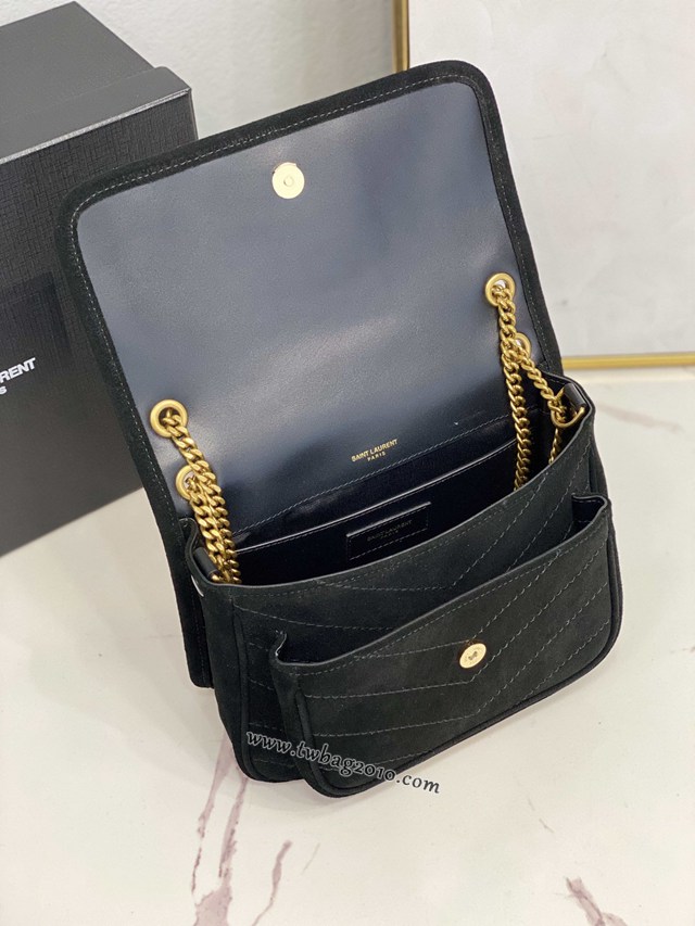 YSL专柜款女包 聖羅蘭經典款MONOGRAM翻蓋麂皮手袋 YSL肩背斜挎包 533037  jjh1072